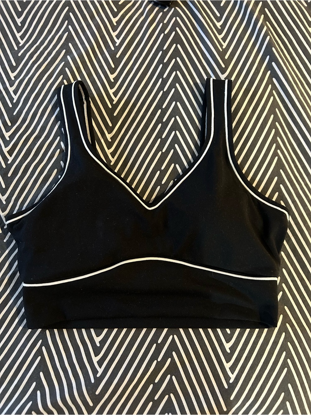 90 Degree By Reflex Black Piped Sports Bralette
